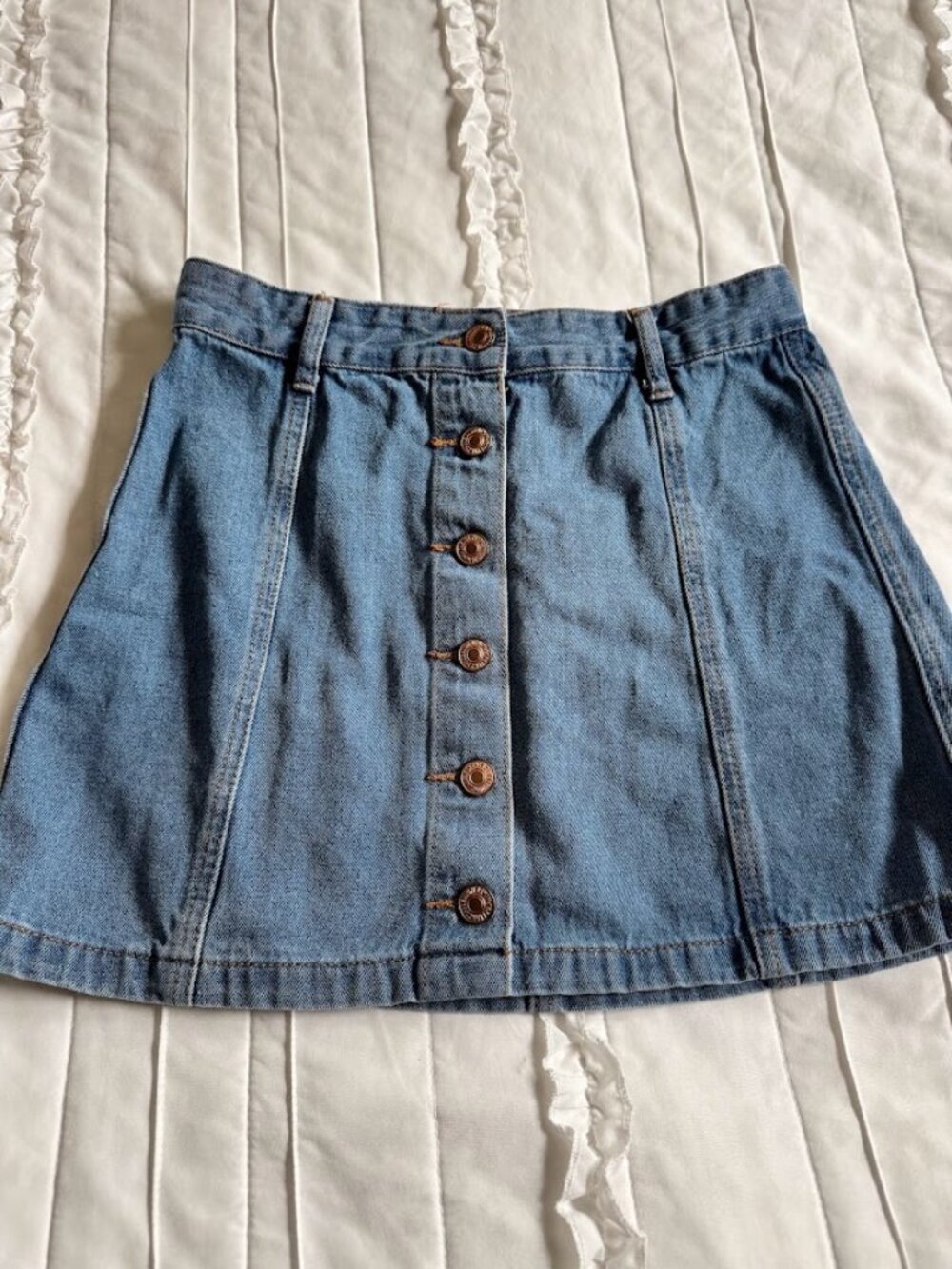 Forever 21 Size Small Womens A-Line Denim Button Front Mini Skirt